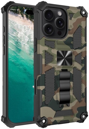 Trolsk Mobildeksel Kamuflasje med Stativ (iPhone 16 Pro Max)