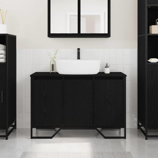 Baderomsskap Svart eik 91x35x60 cm Konstruert tre Baderomsskap Svart eik 91x35x60 cm Konstruert tre