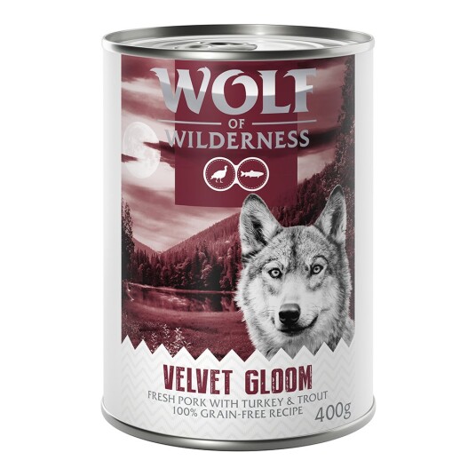 Wolf Of Wilderness Adult "Red Meat" 6 X 400 G Velvet Gloom: Gris Kalkun Og Ørret