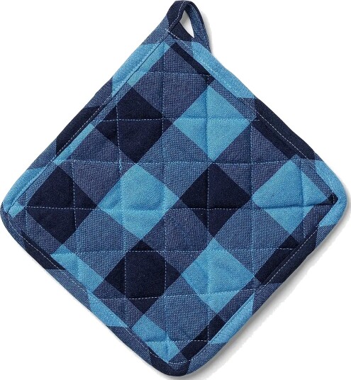 Midnatt Pot Holder Checked Blue Blue 20X20CM Midnatt Pot Holder Checked Blue Blue 20X20CM