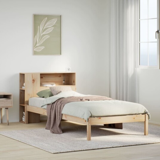  Seng med bokhylle uten madrass 75x190 cm heltre furu 3321559
