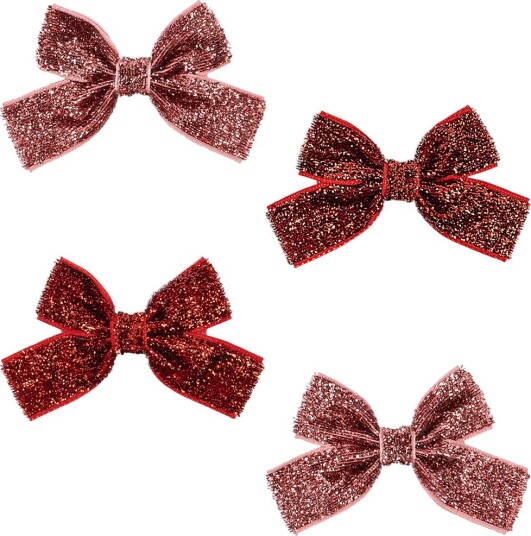 Konges Sløjd Hårspenner Micki Bow 4-Pack Lagre Glitter/Ros