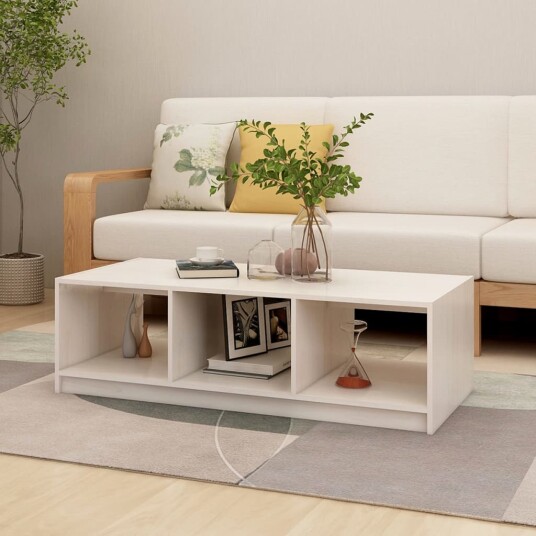 vidaXL Salongbord 110x50x34 cm heltre furu hvit vidaXL Salongbord 110x50x34 cm heltre furu hvit