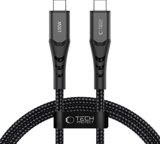 Tech-Protect Ultraboost UB11T USB-C / USB-C PD 100 W / QC3.0-kabel 100 cm – svart