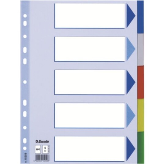 Skilleblad Esselte PP A4 5-delt Flerf. Skilleblad Esselte PP A4 5-delt Flerf.