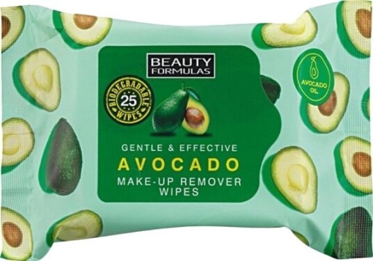 Beauty Formulas Makeup Remover Avokado Sminkefjerningsservietter Med Avokadoolje 25 Stk.