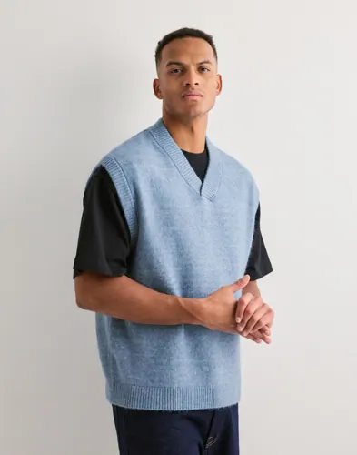 Selected Men Slhrai Sl Knit V Neck Relaxed Waist Grå