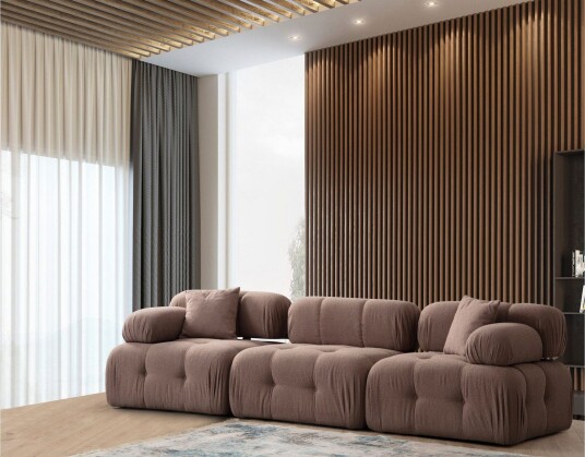 Belgin Boblende Sofa 3 seter   Cappuccino