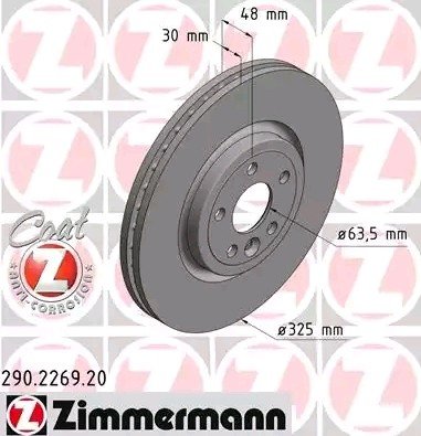 Bremseskive ZIMMERMANN 290.2269.20 Bremseskive ZIMMERMANN 290.2269.20