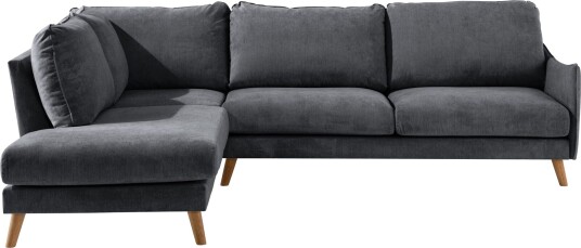 Trend Lyx Sjeselongsofa Venstre Mørkegrå/Eik
