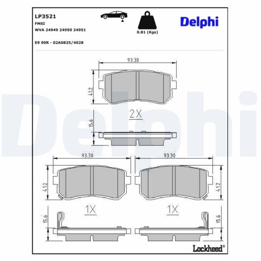 Bremseklosser DELPHI LP3521