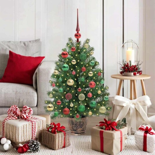  Kunstig juletre med 150 LED med stativ grønn 95 cm PE og PVC