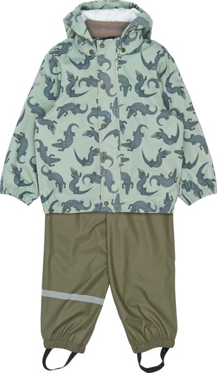 Mikk line Pu Rain Set Aop W. Susp/104 Khaki green 122