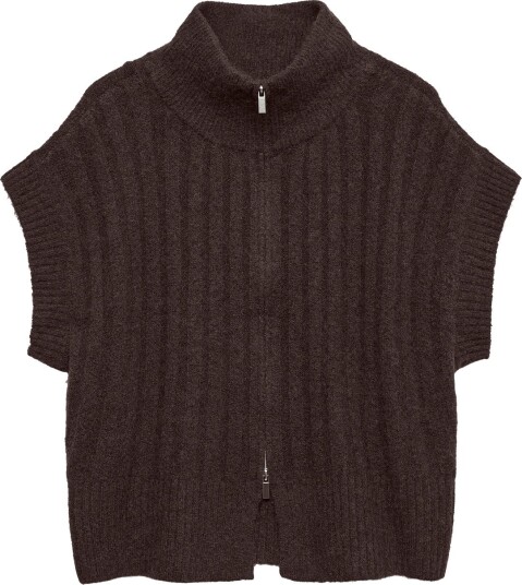 Vero Moda Vmbang Rib Sl Highneck Zipper Vest Noos   CHOCOLATE TORTE   XL