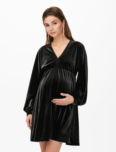 Only Maternity Olmesme Life Ls Velour Dnm Dress - Black - L