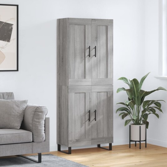 vidaXL Highboard grå sonoma 69,5x34x180 cm konstruert tre 8720845491338
