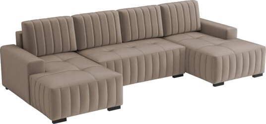 Esher Sovesofa med Dobbel Sjeselong 4 seter i Plysj   Beige