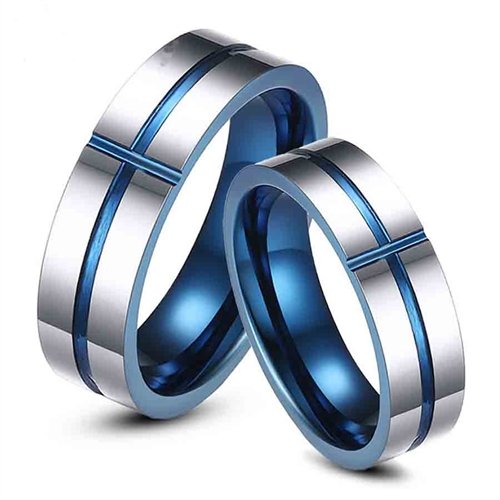 Blå H3 - gift- eller forlovelsesring i wolfram