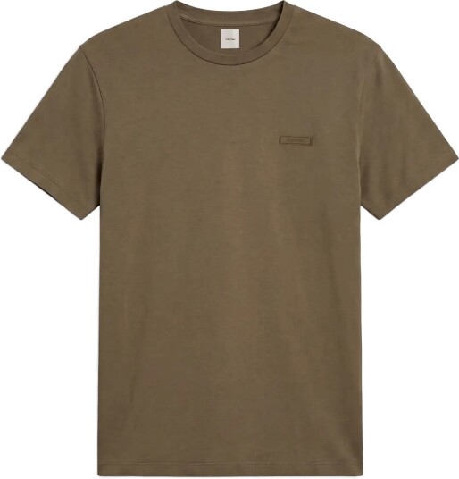 Calvin Klein Ss Slim Supima Logo Patch Tee Khaki green L