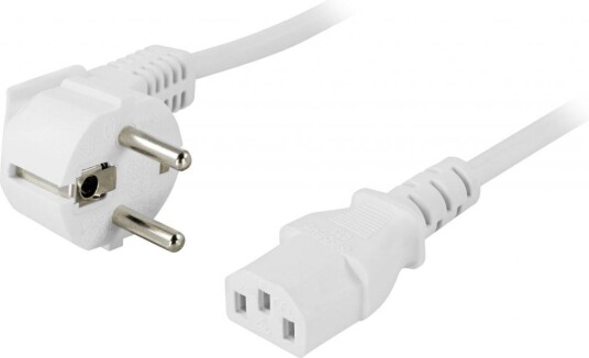 Deltaco Strømkabel CEE 7/7 til IEC C13 Vinklet 5 m Hvit AC 250V 10A