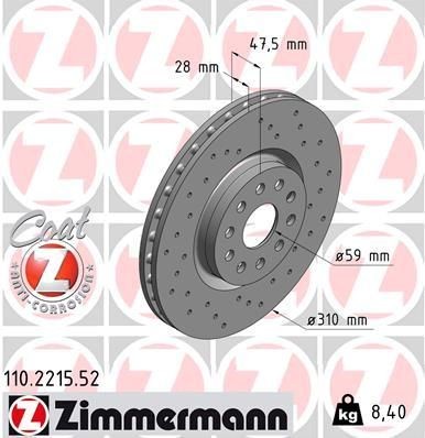 Bremseskive ZIMMERMANN 110.2215.52