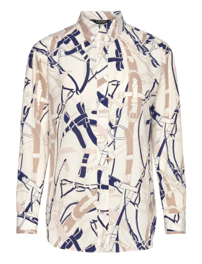 Lauren Ralph Lauren Relaxed Fit Belting-Print Crepe Shirt - Multi/patterned - S