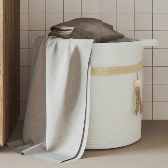  Oppbevaringskurv hvit Ø38x36 cm bomull
