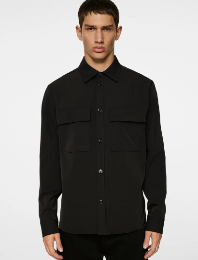 J. Lindeberg Finnigan Tech Drape Shirt - Black - L