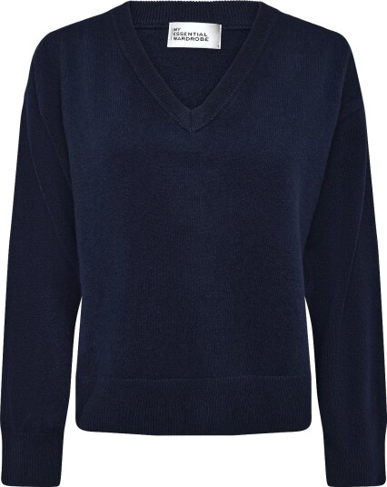 My Essential Wardrobe Mwjola V Neck Knit Pullover   Navy   M