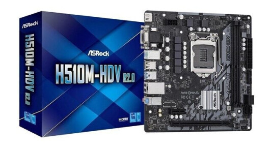 ASRock H510M-HDV R2.0 - micro ATX - Intel H510 - Intel LGA1200 socket - DDR4 RAM - Micro-ATX