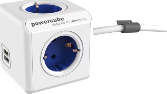 PowerCube Extended stikkontakt med USB-porter 1402BLDEEUPC  (blå)