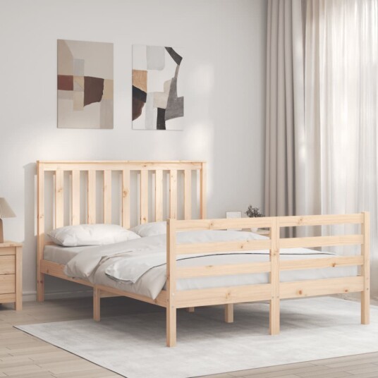 vidaXL Sengeramme med hodegavl 140x190 cm heltre 8720845993962