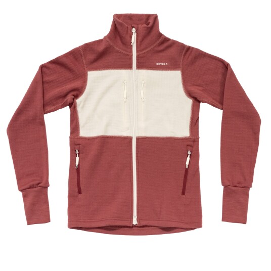 Devold Women's Egga Grid Merino Jacket Marsala/Offwhite XL Devold Women's Egga Grid Merino Jacket Marsala/Offwhite XL