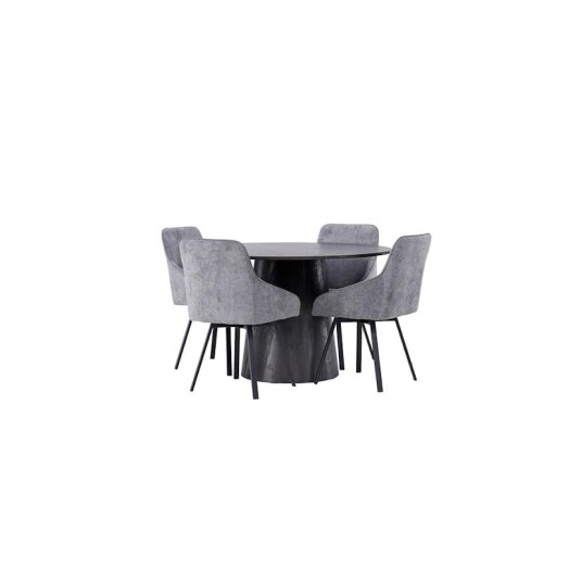 Spisegruppe Venture Home Lanzo Ø120 cm med 4 stk Rosie Stoler