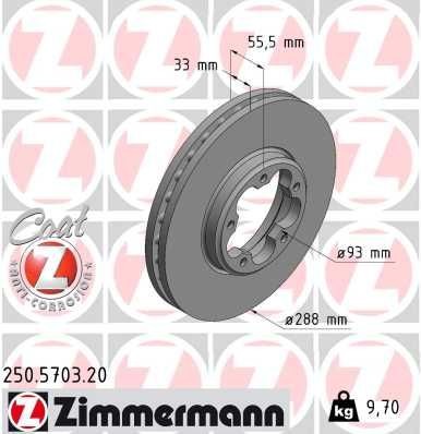 Bremseskive ZIMMERMANN 250.5703.20 Bremseskive ZIMMERMANN 250.5703.20