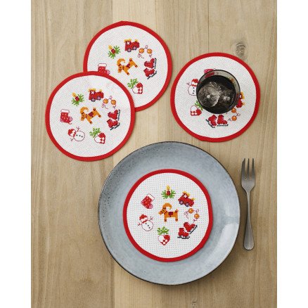 Permin Broderisett Bue i midten Ø15 cm Deksleringsunderlag x4