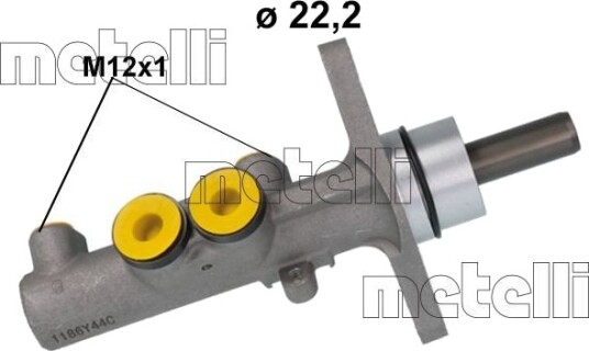Hovedbremsesylinder METELLI 05 1186 Hovedbremsesylinder METELLI 05 1186