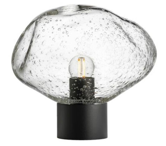Crystal Stone bordlampe med svart base Klar