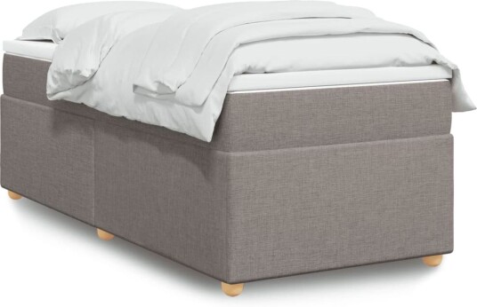 Seng med madrass boksfjær gråbrun 90x200 cm stoff 8721102702310