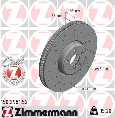 Bremseskive ZIMMERMANN 150.2981.52