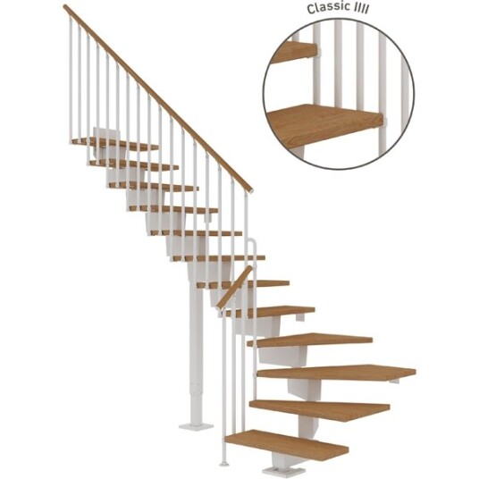 Dolle Dubai L trapp I Hvit classic Iiii oljeret Eik 90 13   Loddret Høyde 238 294cm
