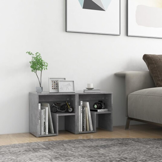 vidaXL Nattbord 2 stk betonggrå 40x30x40 cm sponplate