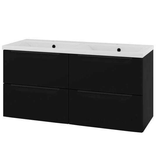 Linn Bad Mari D45cm Servantskap Svart Matt / 120cm Dobbel 4 Skuffer
