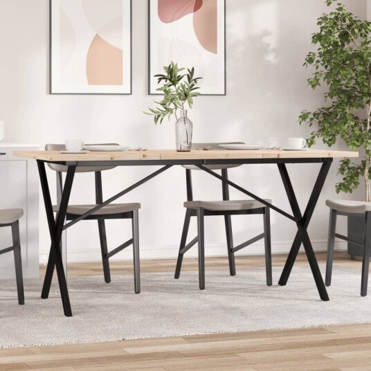 Spisebord X-ramme 160x80x75,5 cm heltre furu og støpejern 3282765