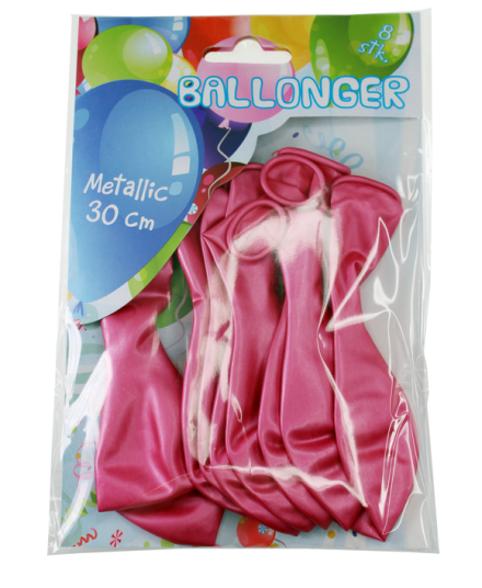 Ballonger metallic 8pk mørk rosa