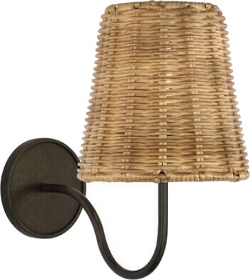 Lyndsie Small Sconce Aged Iron/Natural Wicker Shade