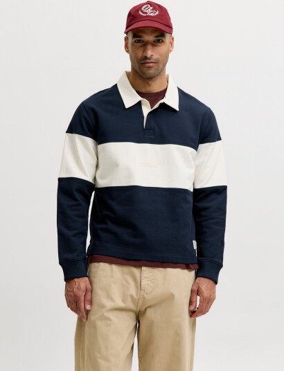 Jack & Jones Jorfrederiksberg Blocking Sweat Polo Sn Navy XL