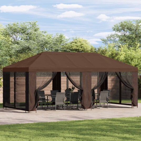 Hage Gazebo 6 x 3 m Brun Polyester og stål 190