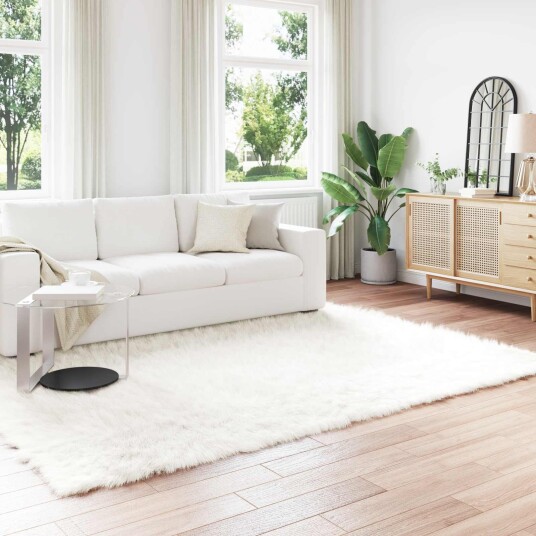 Faux Skinnmatte Tafalla Hvit 200 x 280 cm Polyester
