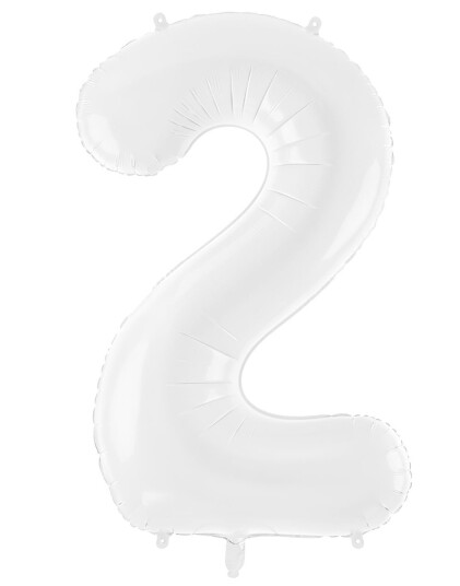 Partydeco Tallet 2 Hvit JUMBO Folieballong 86 cm
